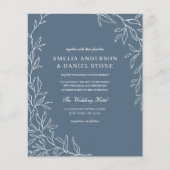 Budget QR-code Dusty Blue Leaf Wedding Invitation (Voorkant)