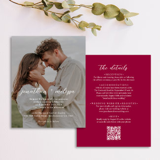 BUDGET QR-code Elegant Magenta Rode Huwelijksfoto