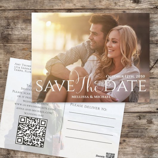 Budget QR Code Elegante kalligrafie Script bruilof Briefkaart