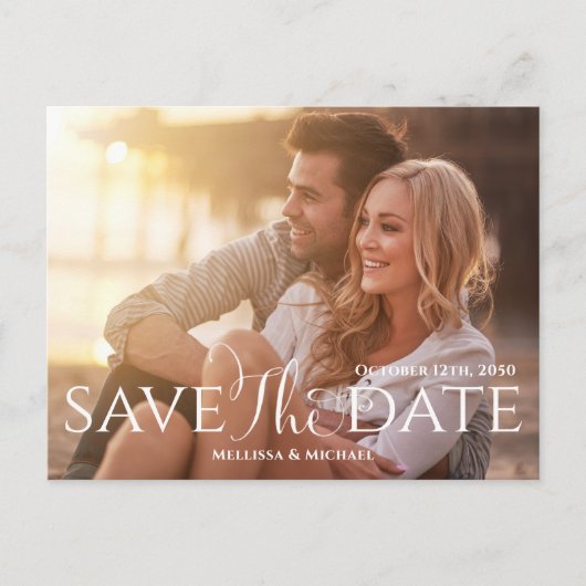 Budget QR Code Elegante kalligrafie Script bruilof Briefkaart (Voorkant)