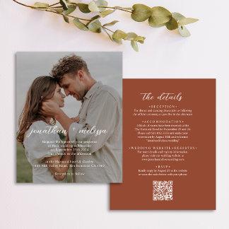 BUDGET QR-code Elegante Terracotta Foto Bruiloft