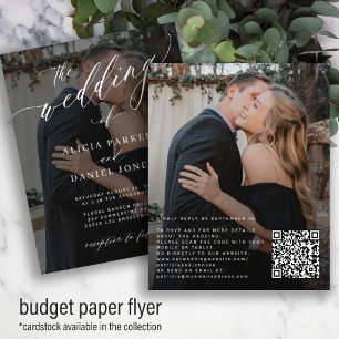 Budget QR CODE elegante trouwuitnodiging 2 foto's Flyer