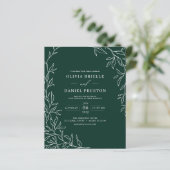 Budget QR Code Emerald Green Huwelijksuitnodiging (Staand voorkant)