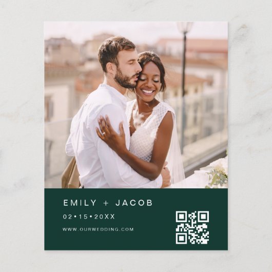 Budget QR Code Emerald Green Huwelijksuitnodiging (Achterkant)