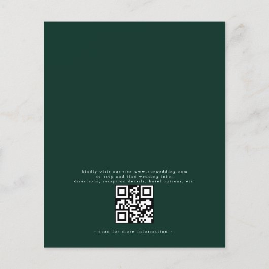 Budget QR Code Emerald Green Huwelijksuitnodiging Flyer (Achterkant)