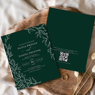 Budget QR Code Emerald Green Huwelijksuitnodiging Flyer