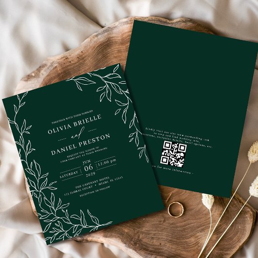Budget QR Code Emerald Green Huwelijksuitnodiging Flyer