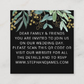 Budget QR Code Eucalyptus Black Weduwen Uitnodigin Vierkante Visitekaartje (Achterkant)