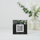 Budget QR Code Eucalyptus Black Weduwen Uitnodigin Vierkante Visitekaartje (Staand voorkant)