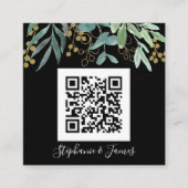 Budget QR Code Eucalyptus Black Weduwen Uitnodigin Vierkante Visitekaartje (Voorkant)