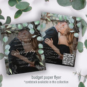 Budget QR CODE eucalyptus foto bruiloft Uitnodigin Flyer