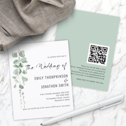 Budget QR Code Eucalyptus Script Weddenschap Uitno
