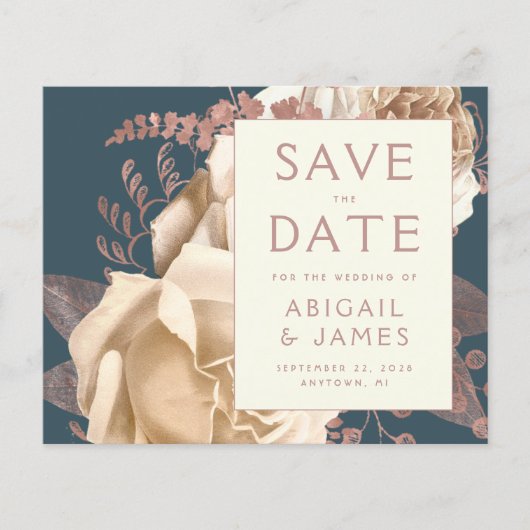 Budget QR Code Floral Blauwgroen bruiloft Save the (Voorkant)