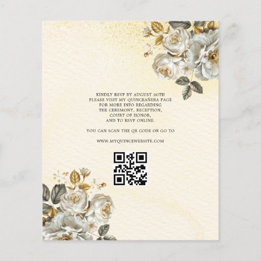 Budget QR Code Floral Gold Butterfly Princess Flyer (Achterkant)