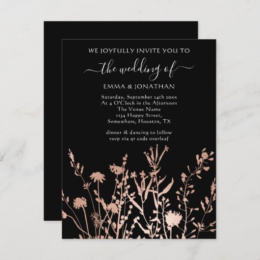 Budget QR CODE Floral Meadow Black White (Voorkant / Achterkant)