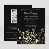 Budget QR CODE Floral Meadow Gold Black (Voorkant / Achterkant)