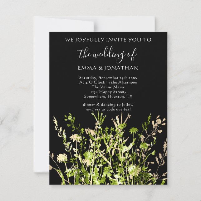 Budget QR CODE Floral Meadow Gold Green (Voorkant)