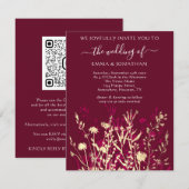 Budget QR CODE Floral Meadow Gold Marsala (Voorkant / Achterkant)
