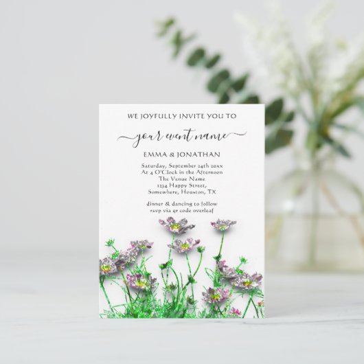 Budget QR CODE Floral Meadow Green Grey (Staand voorkant)