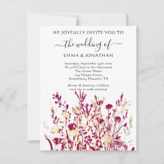 Budget QR CODE Floral Meadow White Marsala (Voorkant)