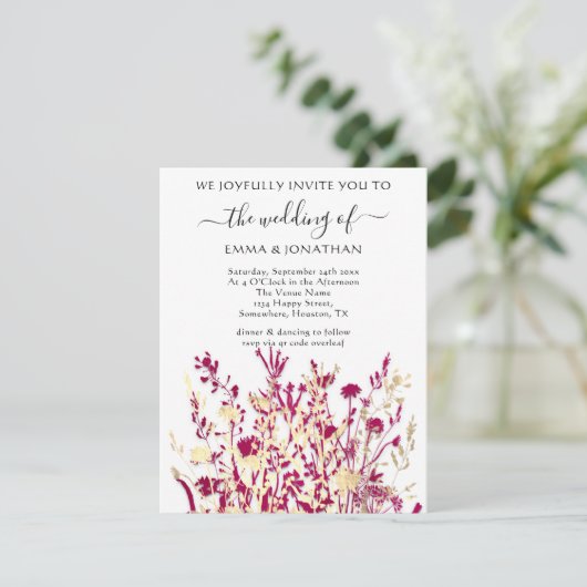 Budget QR CODE Floral Meadow White Marsala (Staand voorkant)