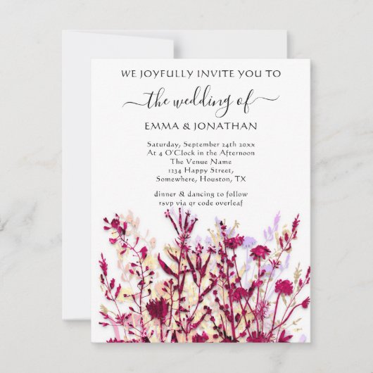 Budget QR CODE Floral Meadow White Marsala Gold (Voorkant)