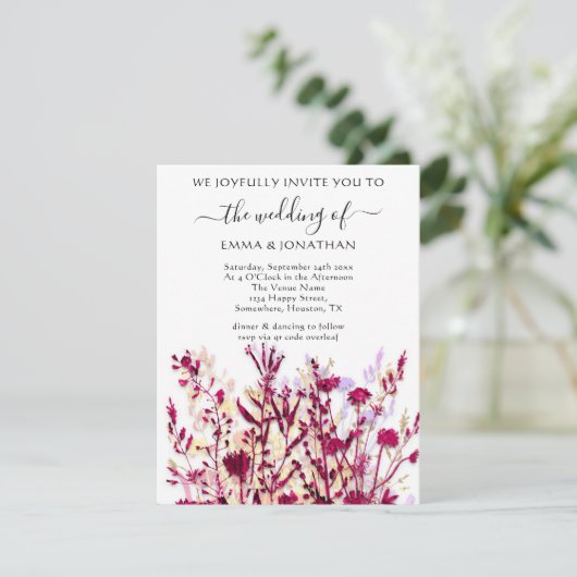 Budget QR CODE Floral Meadow White Marsala Gold (Staand voorkant)
