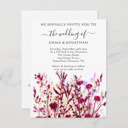 Budget QR CODE Floral Meadow White Marsala Gold (Voorkant / Achterkant)