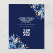 Budget QR Code Floral Royal Blue Quinceanera Flyer (Achterkant)