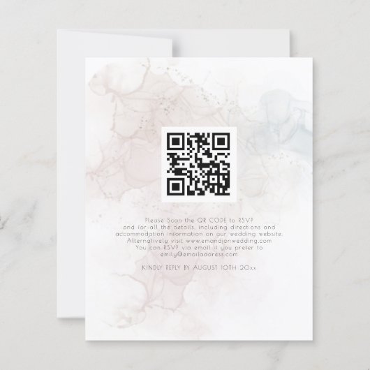 Budget QR Code Floral Waterverf Wedding Uitnodigin (Achterkant)