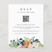 Budget QR CODE florale elegant uitnodiging RSVP (Voorkant)