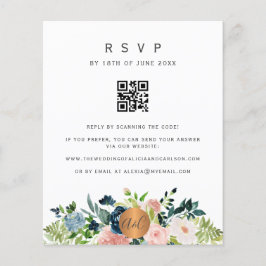 Budget QR CODE florale elegant uitnodiging RSVP
