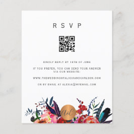Budget QR CODE florale elegant uitnodiging RSVP