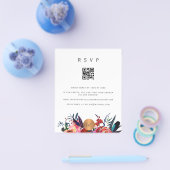 Budget QR CODE florale elegant uitnodiging RSVP Flyer (Enkel)