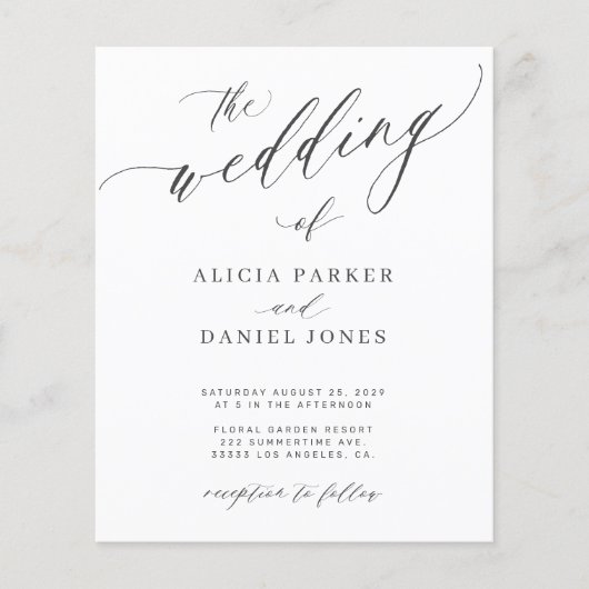 Budget QR code foto elegant bruiloft Uitnodiging Flyer (Voorkant)