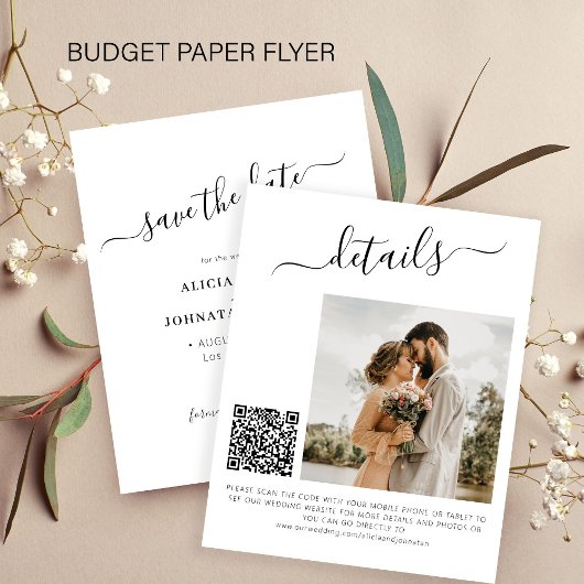 Budget QR-code foto elegante trouwkaart save the d Flyer