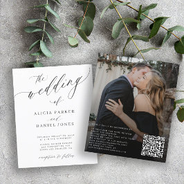 Budget QR-code foto elegante trouwuitnodiging
