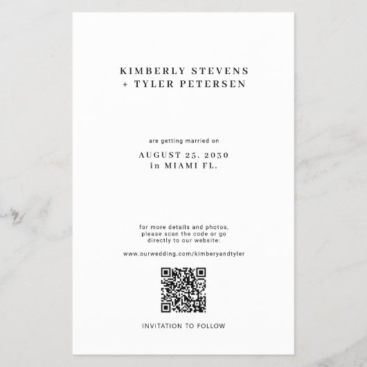 Budget QR CODE foto moderne bruiloft save the date Flyer (Achterkant)