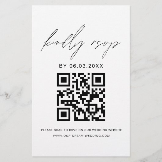 Budget QR Code Foto RSVP Minimalistisch huwelijk (Voorkant)