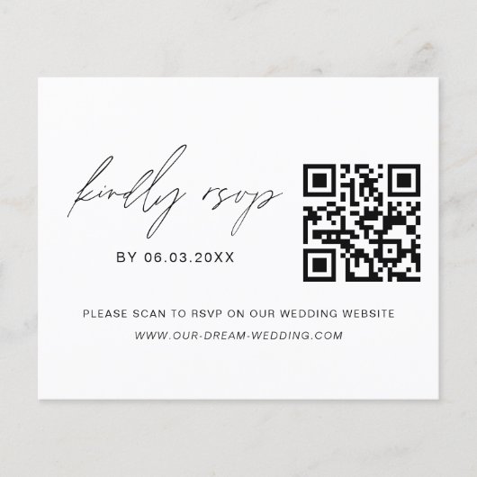 Budget QR Code Foto RSVP Minimalistisch huwelijk Flyer (Voorkant)