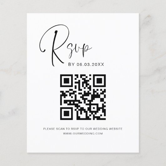 Budget QR Code Foto RSVP Weddenschap Website Flyer (Voorkant)