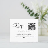 Budget QR-code foto zwart-wit RSVP-kaart (Staand voorkant)