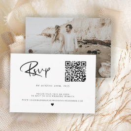 Budget QR-code foto zwart-wit RSVP-kaart