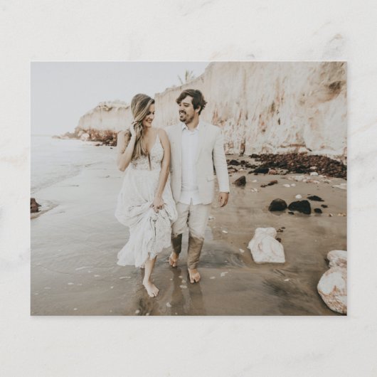 Budget QR-code Foto zwart-witte RSVP-kaart (Achterkant)