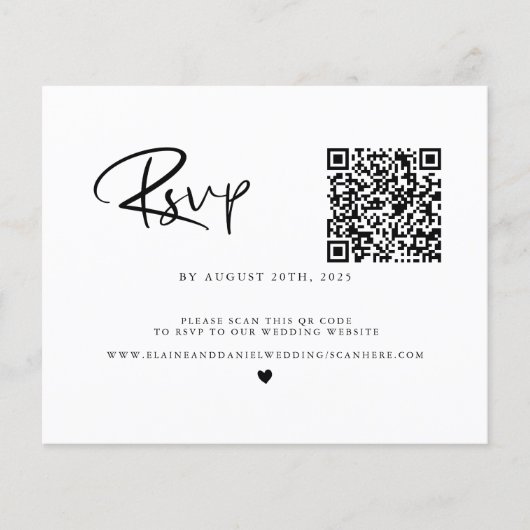 Budget QR-code Foto zwart-witte RSVP-kaart (Voorkant)