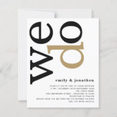 BUDGET QR Code Gold Black White Weduwen Uitnodigen (Voorkant)