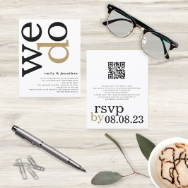 BUDGET QR Code Gold Black White Weduwen Uitnodigen
