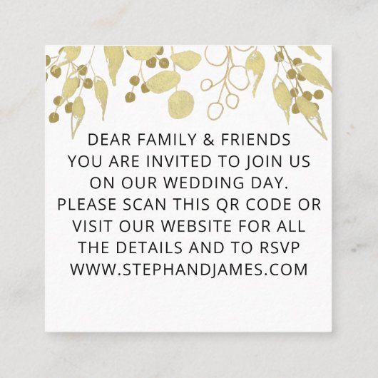 Budget QR Code Gold Foliage Weduwen Uitnodiging (Achterkant)