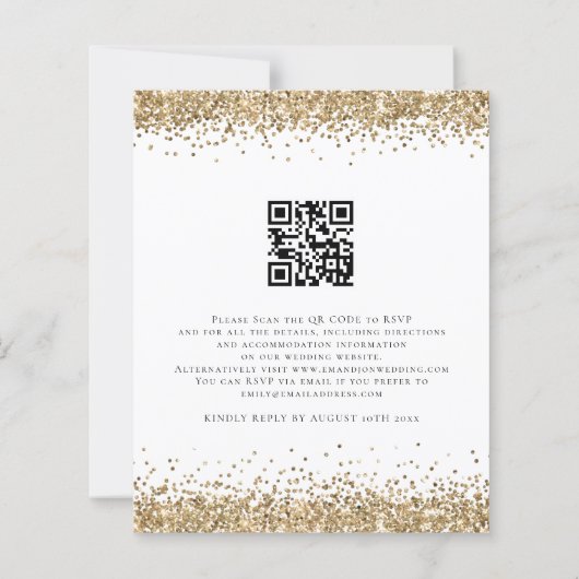 Budget QR Code Gold Glitter Weddenschap (Achterkant)