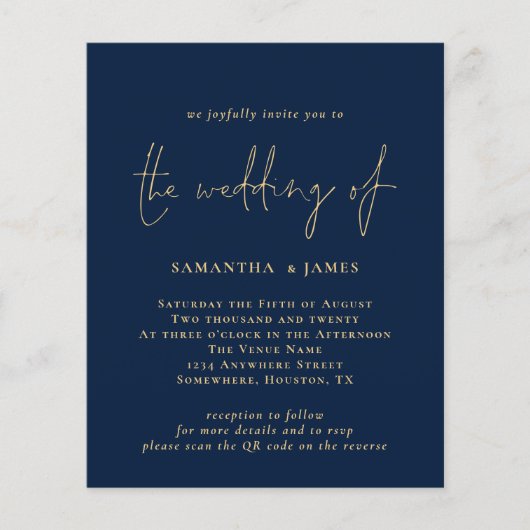 Budget QR Code Gold Navy Weduwen (Voorkant)